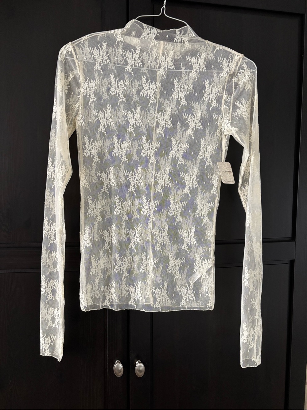 Free People Sheer Lace Long-Sleeve Top - Ivory